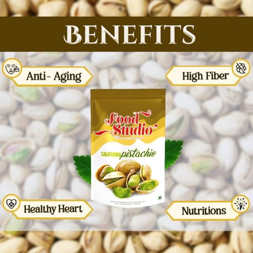 Image of FOOD STUDIO Premium California Roasted & Salted Pistachios Yellow Pouch Pack of 4 x 250 gm | Pista Dry Fruit | Tasty & Healthy | High in Protein & Dietary Fiber | Gluten Free & Low Calorie Nuts