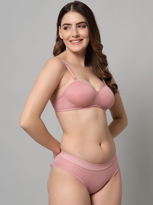 Image of Imsa Moda Women's Padded Wire-Free Bra & Panty Set - Soft Polycotton Lingerie (Pack of 1)