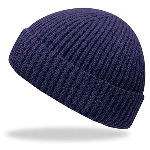 TOPSEM Trawler Beanie Watch Hat Roll up Edge,Winter Warm Knit Beanie Caps,Skullcap Fisherman Watch Beanie Unisex for Men Women,Soft and Durable Hat (Navy Blue)