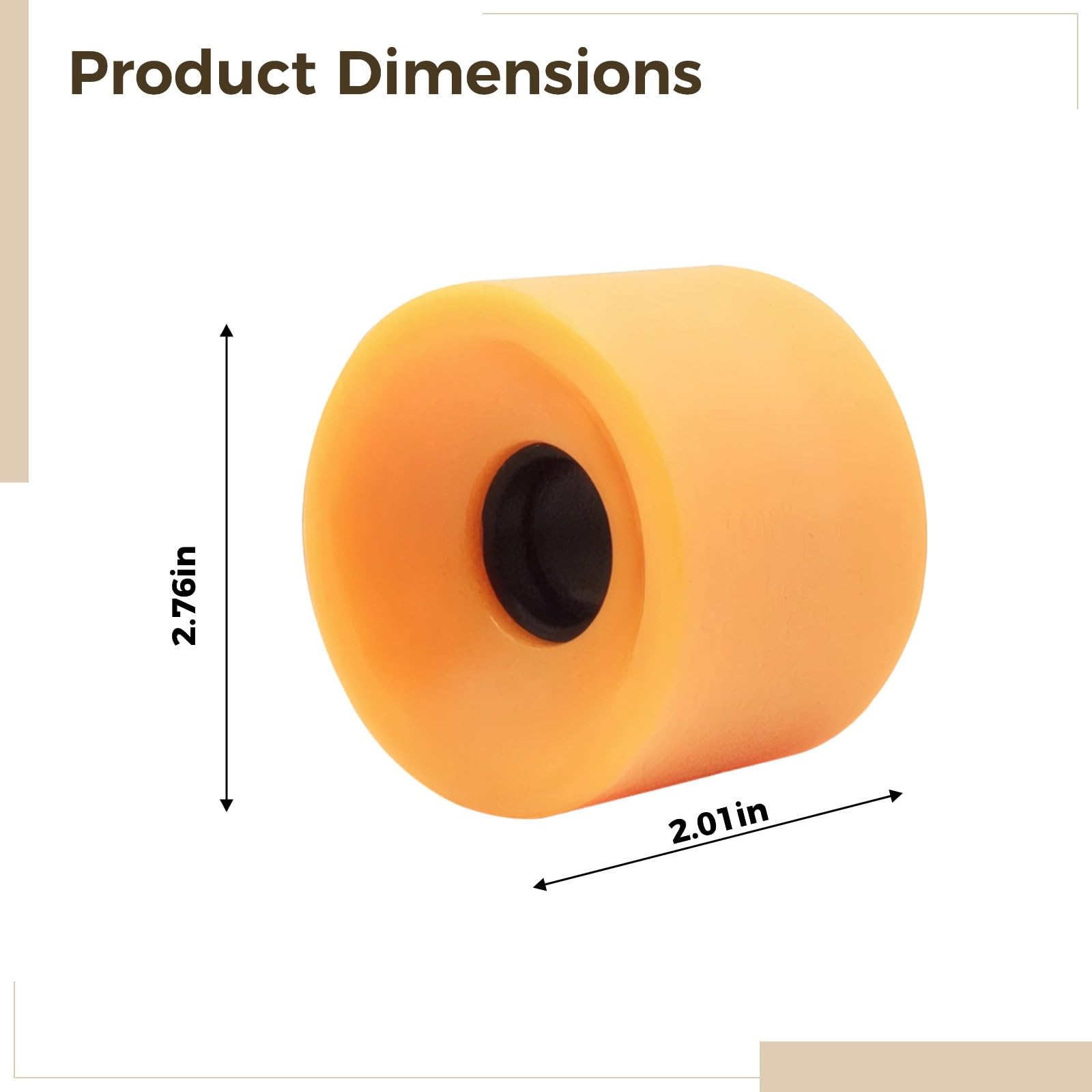 Generisch 4 STK. Skateboard-Rollen aus Polyurethan, 80A Ersatzrollen, 7 x 5,1 cm, 2,8 x 2 in, für Longboard, Dance Board, Fish Board, Orange