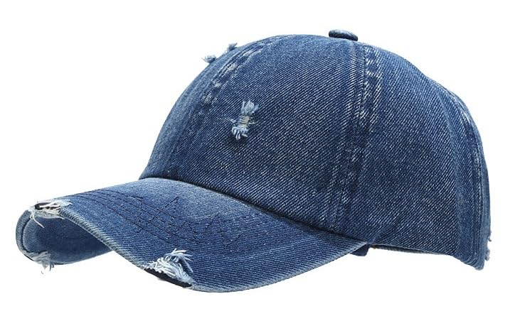 SwooK Unisex Ripped Distressed Denim Mens Men Boys Womens Trucker Adjustable Baseball Cap Caps for Mens Men Boys Womens Caps Cap (HB029 - Navy)