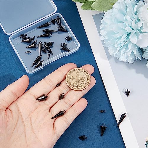 UNICRAFTALE 32pcs Black Stainless Steel Cone Charm 4 Styles Punk Style Charm Spike Pendants Dangle Charm for DIY Necklace Earring Bracelet Jewelry Making - Image 3