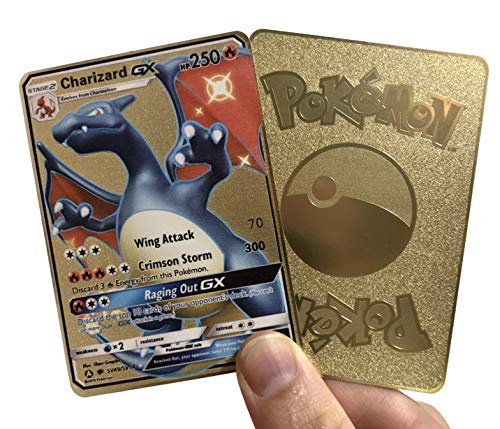 Vault Charizard GX Hidden Fates Custom Gold Metal Pokemon Card - TCG CCG