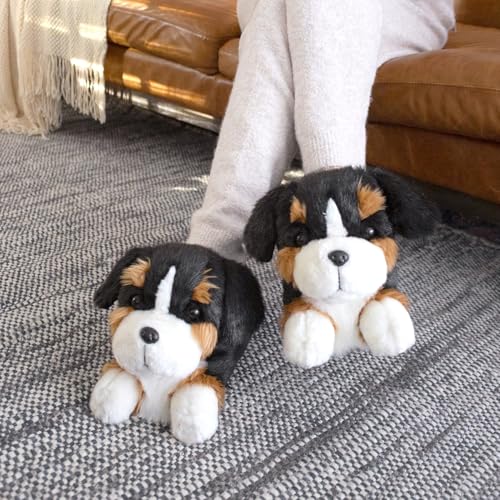 Bernese Mountain Dog Slippers for Women and Men - Fuzzy Plush Animal Slippers for Adults2