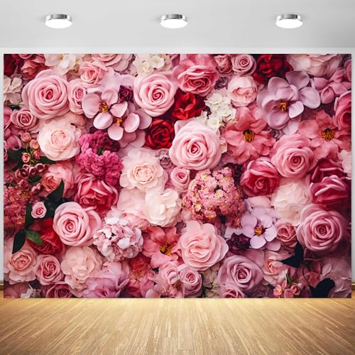 Fondo fotográfico de flores 10x8 ft color rosa miniatura 1