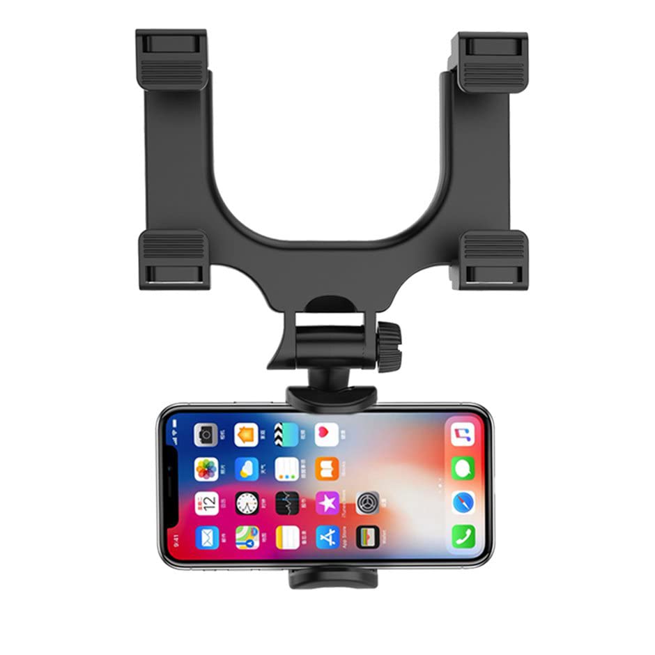 OHKEIYOY 360-Degree Rotatable and Retractable Car Rearview Mirror Phone Mount for All Smartphones