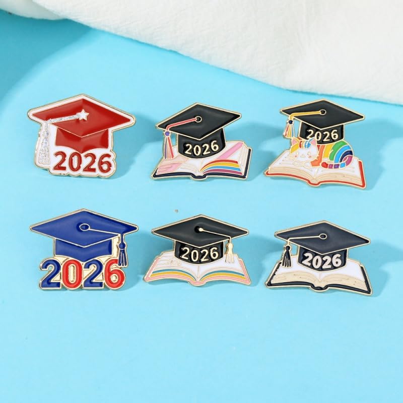 Image of Graduation Enamel Lapel Pins Class of 2026 Graduation Caps Brooches Gifts Souvenir Emblem Badges Diploma Brooche for High College Teacher School Vacation Accessories