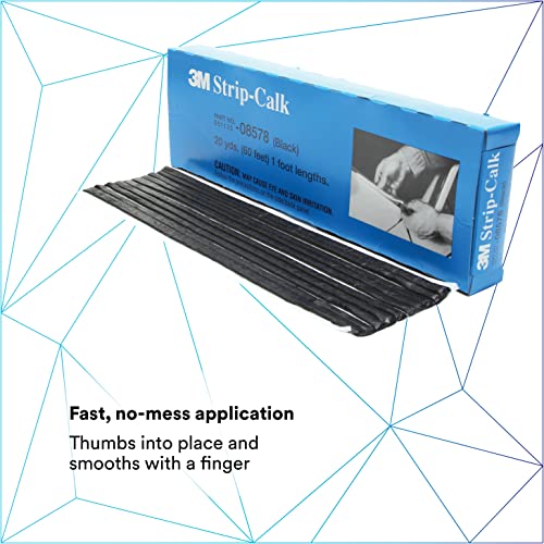 Image of 3M Strip Calk, 08578, 1 ft Strips, Black, Soft Butyl Rubber, Permanent Elasticity, Joint Filling, Trunk Seams, 60 Count (Pack of 12)