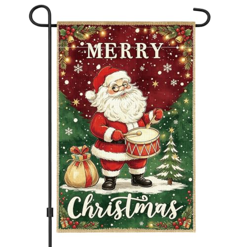 AhfuLife drapeau jardin Noël Santa 12x18 po