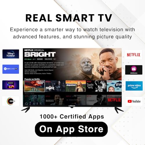 Image of Uniboom Optima Series 109 cm (43 inch) HD Smart LED TV| Android TV with Voice Command App | 5000+ Free Movies | 30W Sonic Boom Speakers | 500+ Certified Apps | Mobile Remote | 43S-ULT-AED