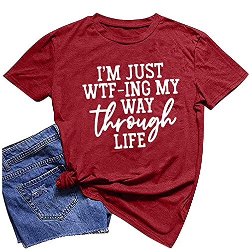 Cute Tops For Women Summer Club, Funny Shirts For Men Women Girls Plus Size Print Tees Short Sleeve Round Neck T Shirt Blouse Tops Red, Xxl #TOP4