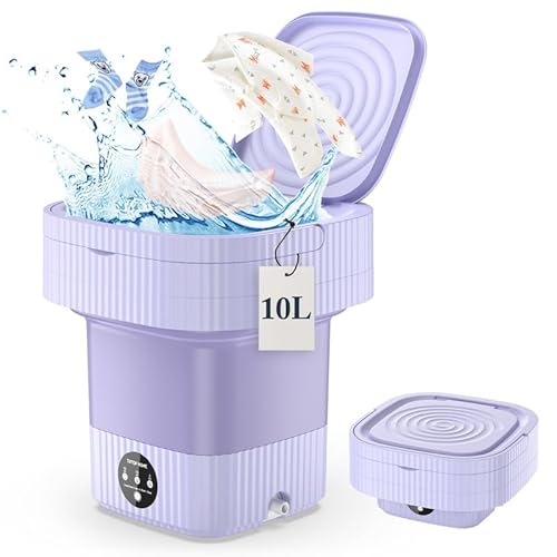 Portable Washing Machines, 10L Mini Washing Machine Foldable Washing Machine Ultrasonic Turbine Mini Washer, Small Wash Machine for Underwear, Sock, Baby Clothes, Travel, Camping, RV, Dorm, Home