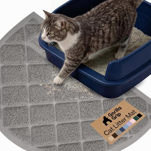 Image of GORILLA GRIP Cat Litter Box Mat, Cushioned Coil Mesh Litter Trapping Mats, Scatter Control Supplies for Less Mess, Phthalate Free, Ultra Deep Catch Grooves, Rinse or Vacuum to Clean, 30x20 Gray