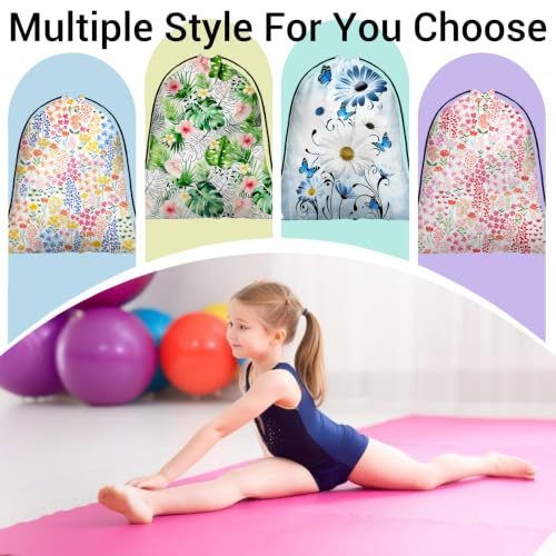 Image of Tropical Green Leaf Drawstring Bag Waterproof Storage Pouch Bags for Hiking
