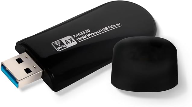 JAPOO WiFi Adapter for Desktop PC and Laptop Ultra-Fast 1800Mbps Wi-Fi 6 USB Wireless Network Adapter, Dual Band 2.4/5GHz,Compatible with Windows 11/10 Built in High Gain Antenna