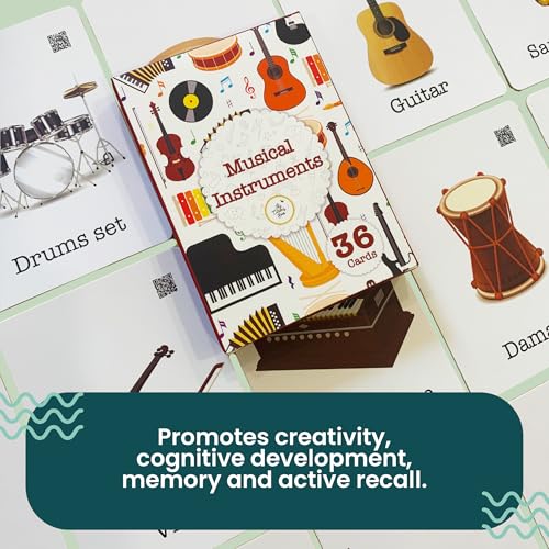 Image of Musical Instruments Flash Cards | 36 Laminated Cards | Age Group: 2-4 Years | Science Educational & Fun Activity for Kids