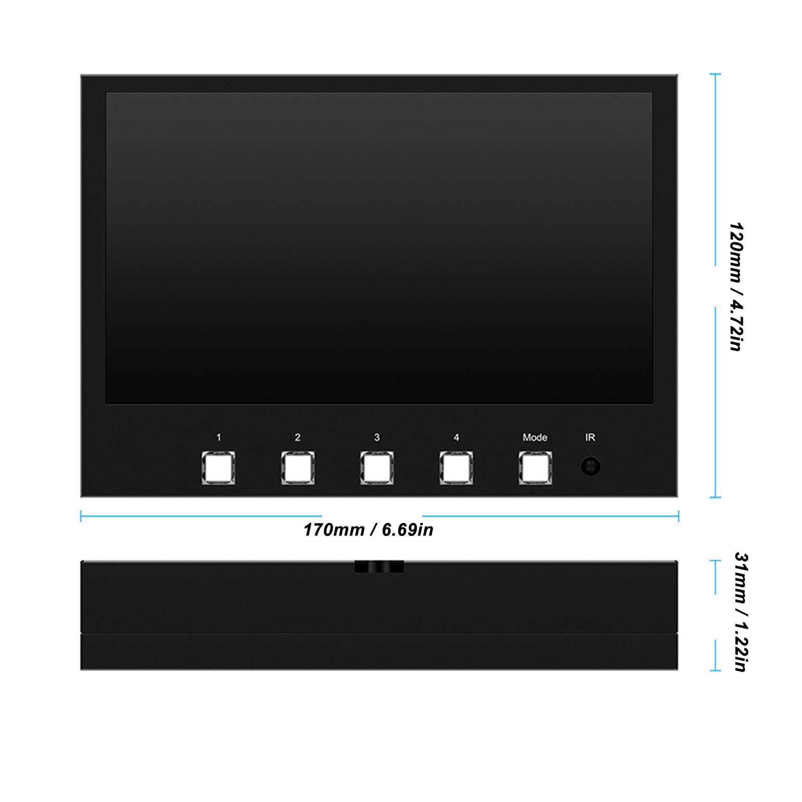 Fockety Commutatore Mixer Video Multicamera, 4x4K Ingressi HDMI Uscita USB 3.0 Commutatore Mixer Video Multiformato con Monitor da 7 Pollici, Commutatore Video con Telecomando (Normative