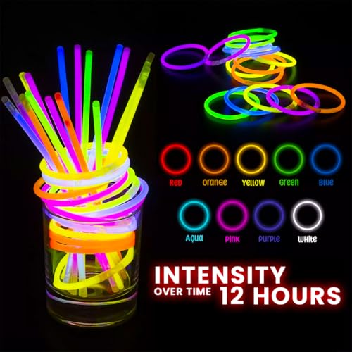 Wanna Party WP Kids Glow Sticks Bulk Party Supplies 50 Pack 8 Inch Glow In The Dark Sticks,Light Up Party Favors. Neon Glow Bracelets&Glow Necklaces With Connectors. Glow Party Decorations,Multicolor - Image 2 thumbnail