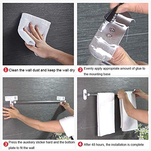 Porte-serviettes double sans perçage en aluminium argenté 41cm - 8