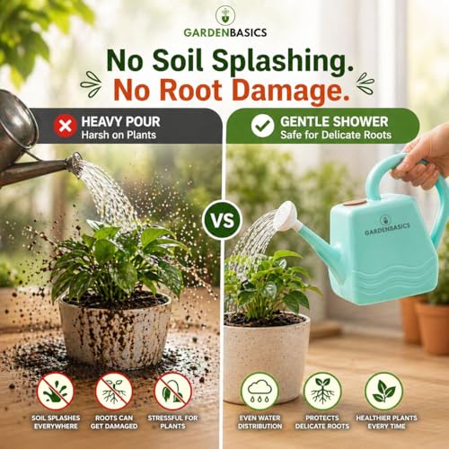 Image of Plant Watering Can 2 Litre | Water Spray Can with Sprinkler Cap | Easy Pour Long Spout | Ergonomic Handle | Ideal for Home, Balcony & Garden Plants | Indoor Outdoor Watering Shower Jug