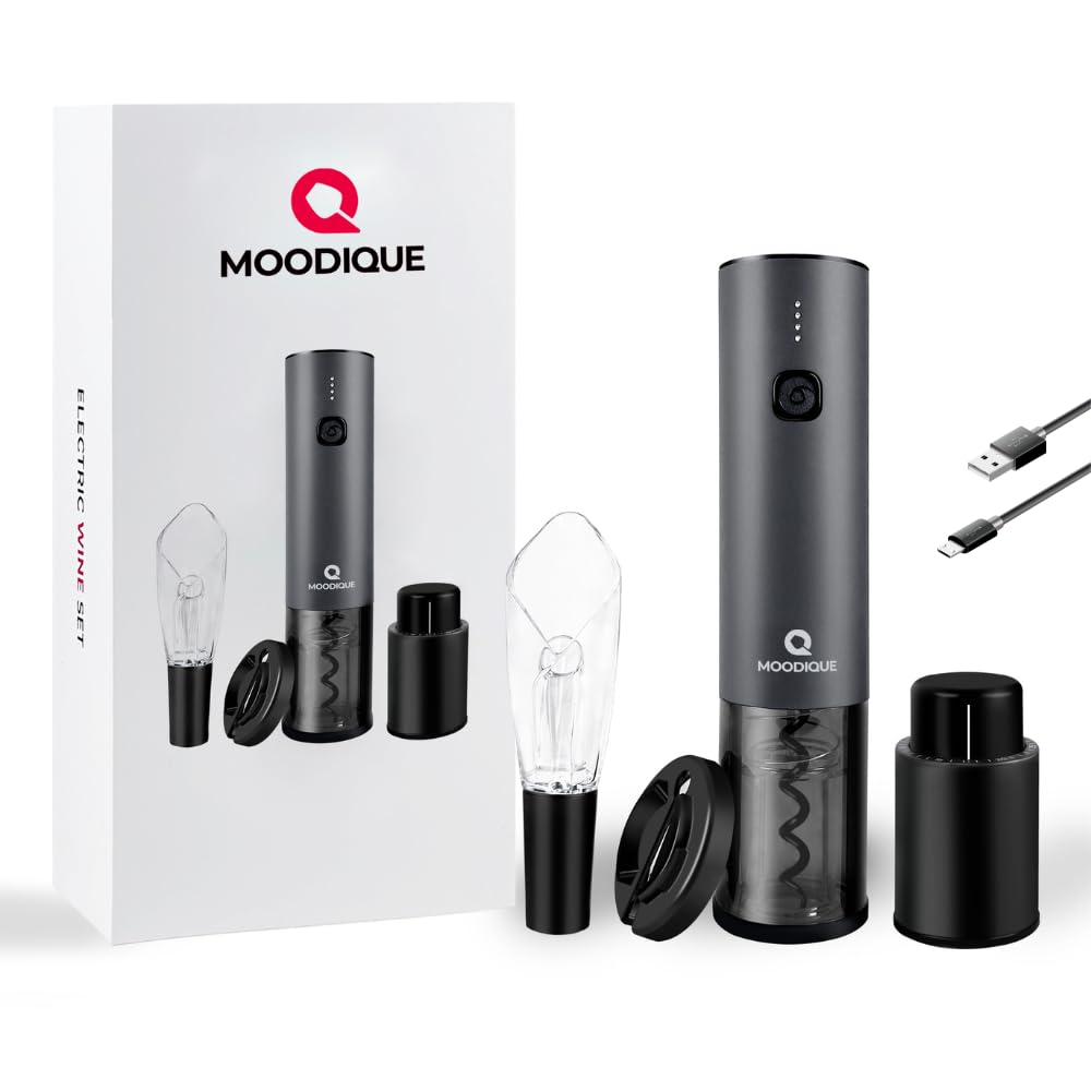 Cavatappi Elettrico Professionale Ricaricabile USB con Taglia Capsule, Versatore Vino e Tappo Sottovuoto