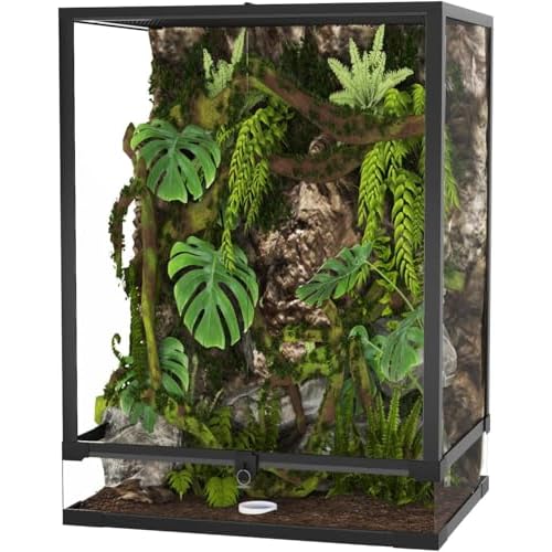 Garvee 67 gal Reptile Tall Glass Terrarium, 36 in x 18 in x 24 in Reptile Tank Double Hinge Door with Top Screen Ventilation, Easy Assembly 67 Gallon-