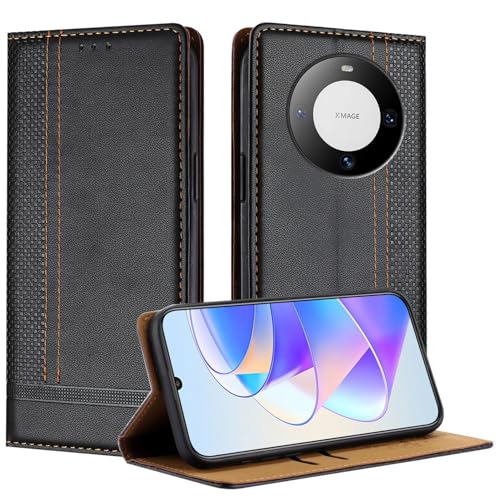 Huawei Mate 60 Pro/Mate 60 Pro Plus �P�[�X �E�H���b�g�ƌ݊�������A�J�[�h�z���_�[�t�� PU ���U�[ �t���b�v �t�H���I �P�[�X �t���b�v �P�[�X �L�b�N�X�^���h [�ϏՌ��� TPU �C���i�[�V�F��] �����^�X�����d�b�P