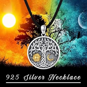 Tree of Life Necklace Sun Moon Necklace 925 Sterling Silver Viking Celtic Tree of Life Necklace Viking Jewelry Gift for Men Women Tree of Life Necklace Sun Moon Necklace 925 Sterling Silver Viking Celtic Tree of Life Necklace Viking Jewelry Gift for Men Women