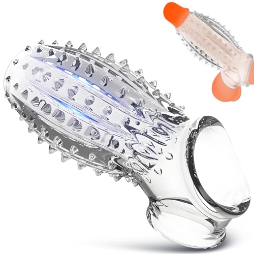 Kutocesy Funda para Pene Transparente Fabricada en TPE con Estructura Juguete Reutilizable para Parejas y Hombres (Transparent)