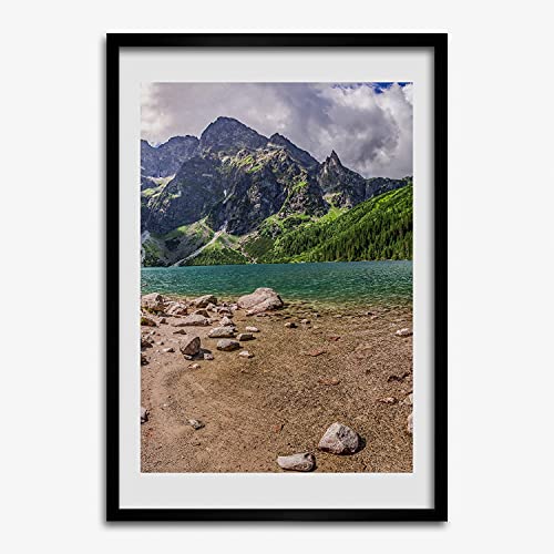 Cadre en bois Tulup 50x70 cm avec peinture premium de paysage de montagne
