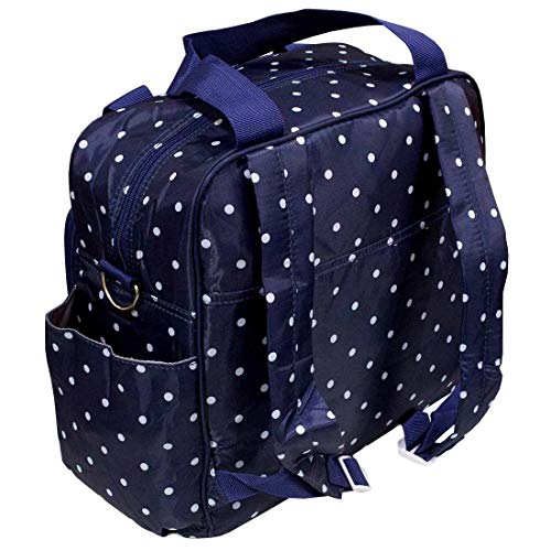Image of Smart and Fashionable Diaper Bag /Mother Bag /Diaper Backpack for Travel with Diaper Changing Mat (Dotted Navy Blue)