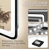 STARLEAD Czarne lustro łazienkowe LED, 70 x 100 cm, z oświetleniem i Bluetooth, odparowywanie, możliwość ściemniania, 3 kolory światła, szkło hartowane HD, wodoszczelność IP44, poziomo/pionowo