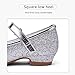 Stelle Girls Dress Shoes Glitter Princess Shoe Flower Mary Jane Low Heels Party Wedding Prom Footwear for Toddler Kids(T08-Silver, 8MT)