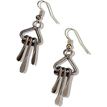 Jewelry Banjara Collection Small Fringed Triangles Earrings, Antique Brass