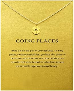 Modloan Compass Necklace with Message Card, Gold Sun Necklace Good Luck Gifts Necklace, Graduation Leaving Gifts Friendship Gifts for Classmates Colleagues Women Girl