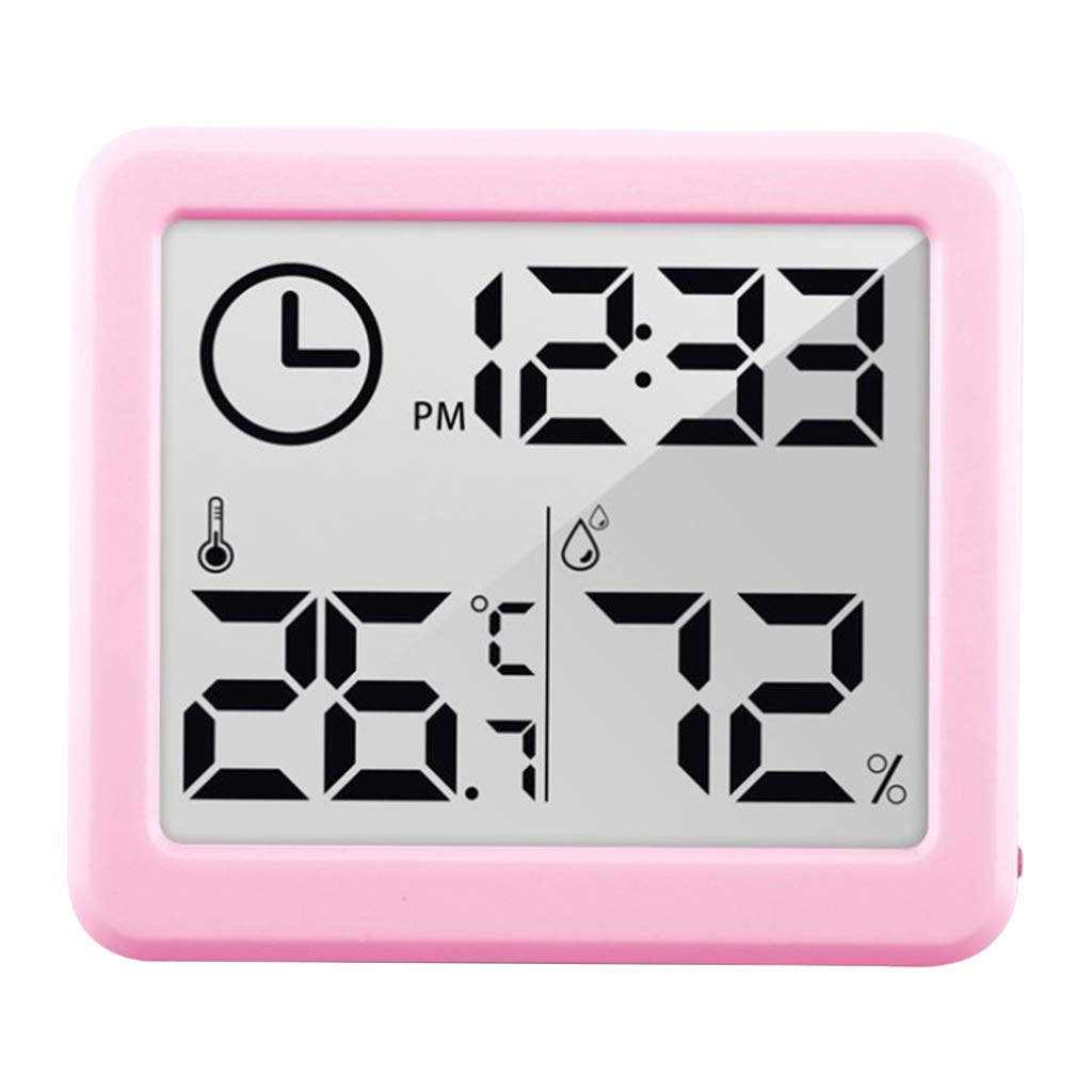 Easnea Digital Hygrometer Indoor Thermometer Room Thermometer And Humidity Meter with Temperature Humidity Monitor - Pink, 8.1x7.1x1cm