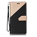 Produktbild MoreChioce kompatibel mit Samsung Galaxy A5 2016 Lederhülle,Bunt Hülle kompatibel mit Galaxy A5 2016,Bookstyle Leder Wallet Klappbar Stand Flip Ledertasche Magnetverschluß Schwarz + Golden