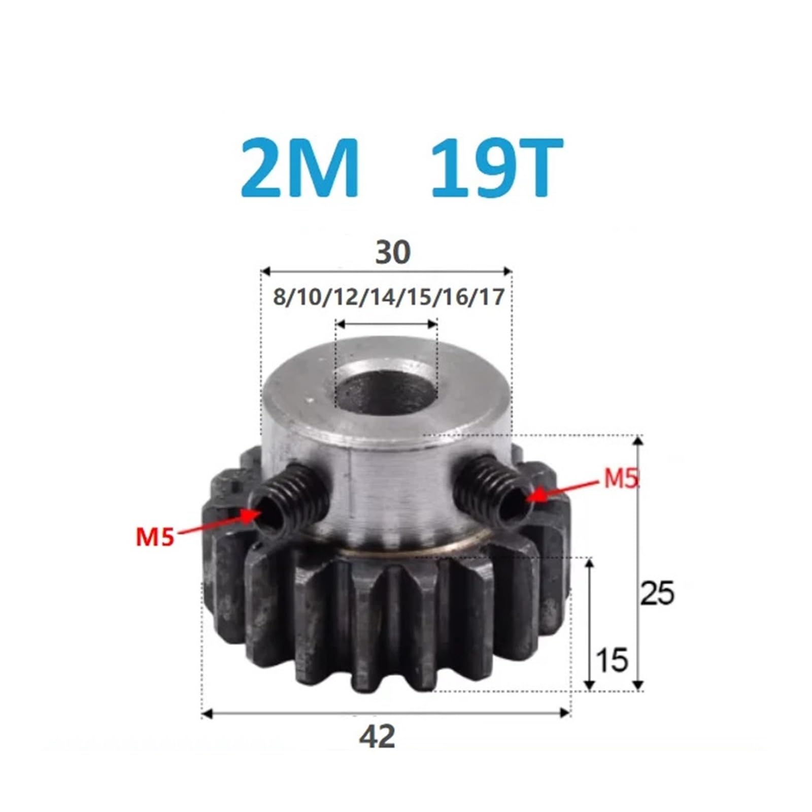Stirnräder Aus Stahl | Zylindrisches Stirnrad aus vergütetem Stahl(6 pcs,19 Teeth hole 16)