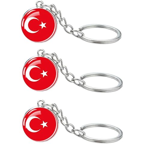LLBFHH 3 Pcs Turkey Flag Key Chain,Cool Keychain for Car Keys, Stainless Steel Keyrings & Keychains,Used for Home Decoration, Jewelry Hanging Decorations. Cover