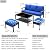HOOOWOOO Outdoor Patio Furniture Set 4 Pieces Modern 3-Seat Sofa with Ottoman Coffee Table Wicker Patio Conversation Set Bistro Set for All Weather,Navy Blue Cushion
