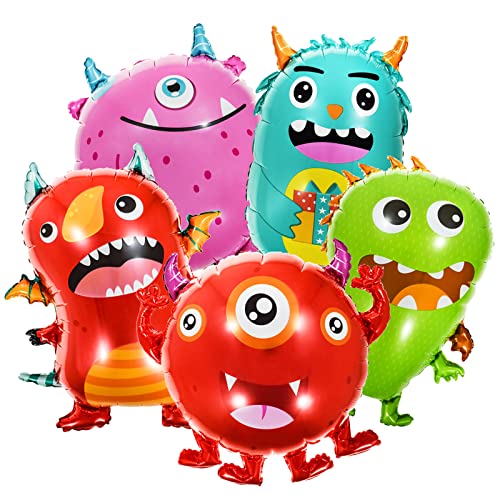 Mascare 5Pcs Cute Space Monster Aluminum Foil Balloons Alien Monster Bash Party Balloons For Kids Birthday Party Decorations Supplies #TOP6