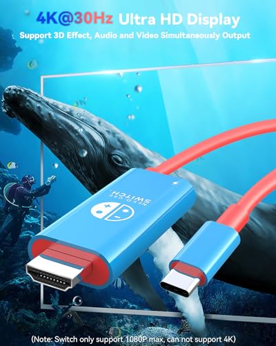 image for Herfair Nintendo Switch HDMI Cable 4K TV Adapter Travel Portable Dock 