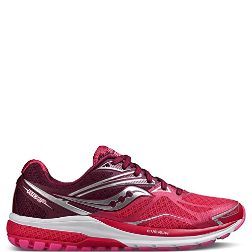 Saucony Women's Ride 9 Running Shoe, Pink/Berry, 9.5 M US