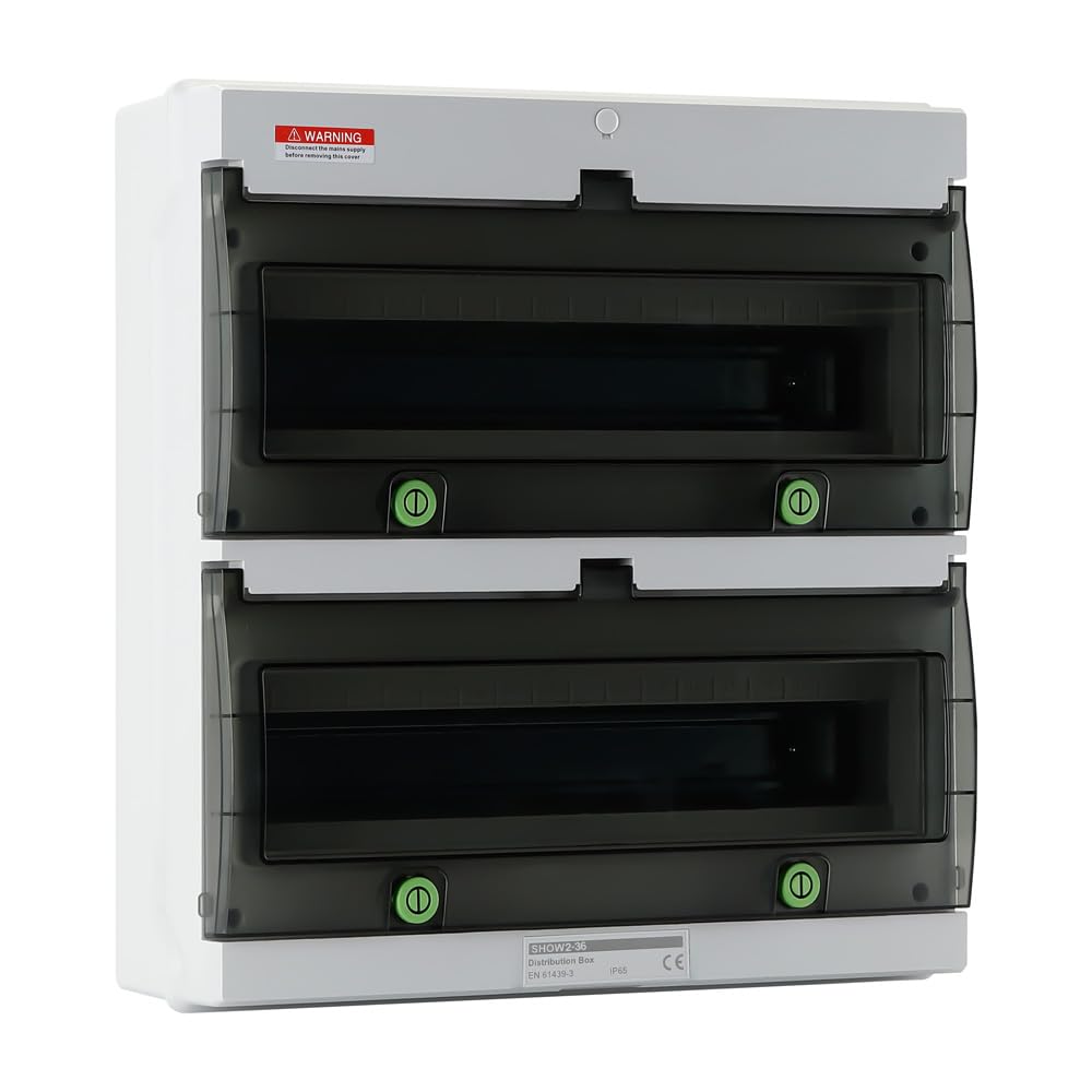 Offgridtec Caja de distribución con riel 36 TE y DIN, IP66, resistente a los rayos UV, al polvo, con cerradura, temperatura hasta 650 °C, interior/exterior, infraestructura de carga industrial y