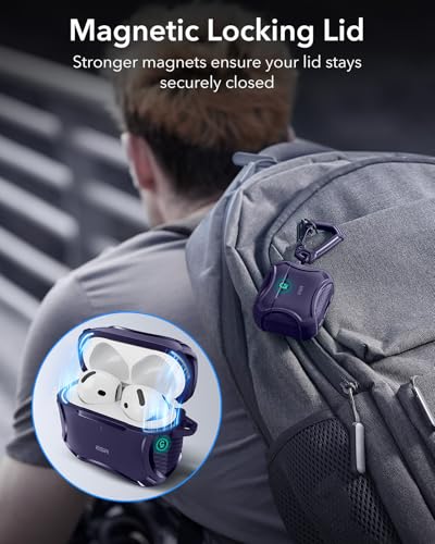 Image of ESR for AirPods 4 Case, Compatible with AirPods 4th Generation Case (2024), Compatible with MagSafe, Powerful Drop Protection, Magnetic Lid, Cyber Series, Purple