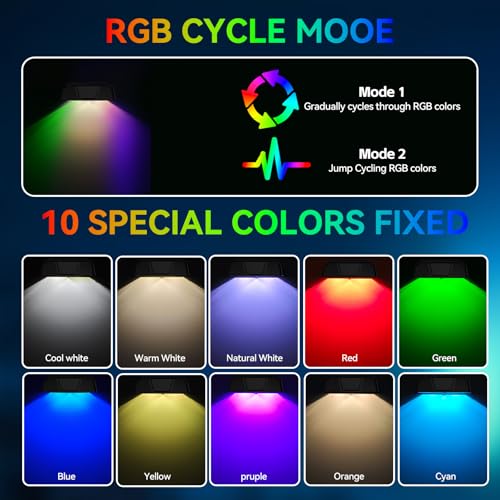 Image of Solar Fence Lights Outdoor, RGB Changing Solar Lights for Fence | 10 Color Modes, Ip65 Waterproof, Auto On /Off, Solar Powered Outdoor Lights for Garden, Patio, Pool, Deck, Holiday Decor(12p)