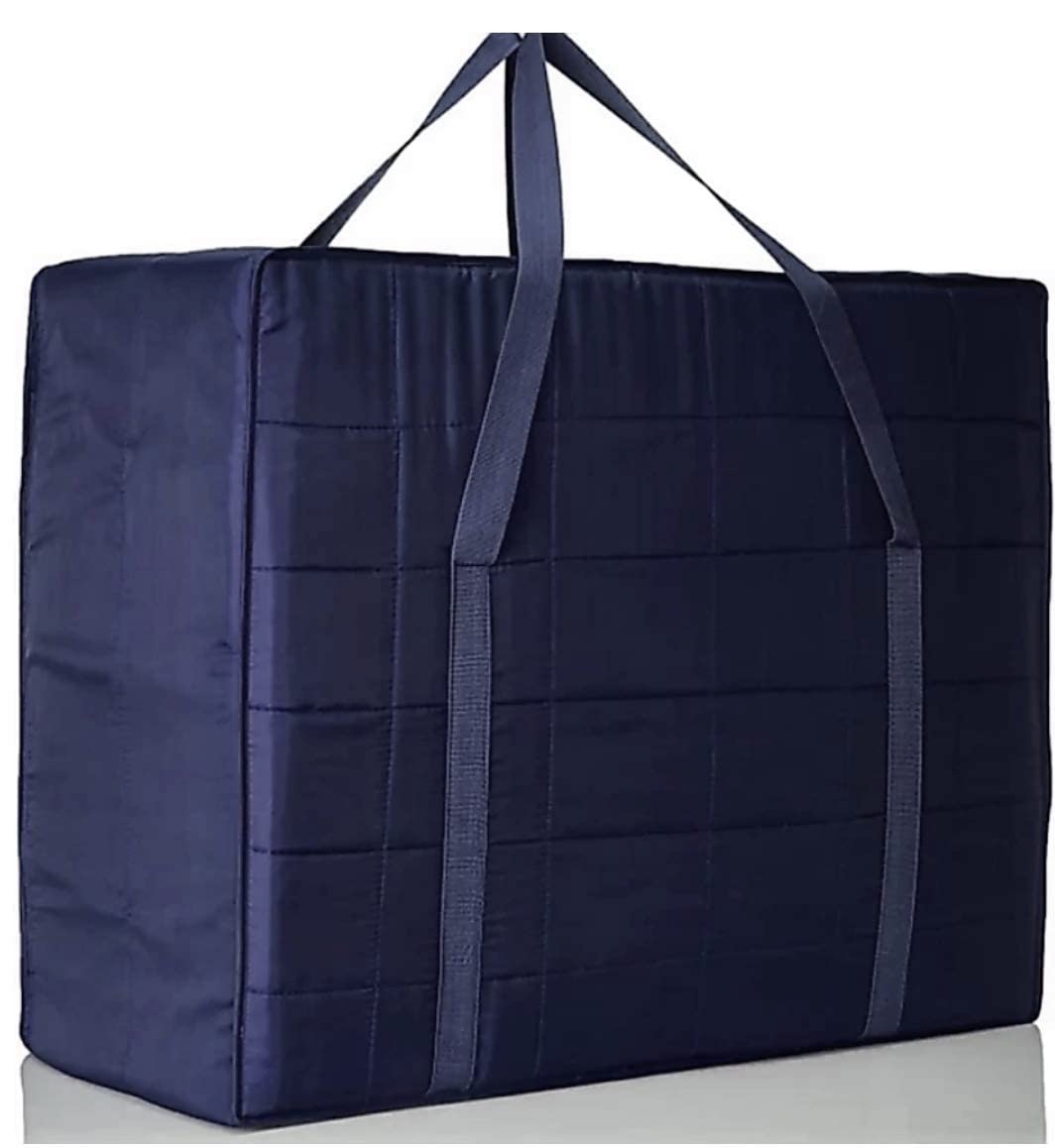 Peafowl Blanket Cover/Multipurpose King Size Jumbo Space Saver Home Storage Solution Bag | Double Bed Blanket Bag Cover/Saree Bag/Household Storage Bag Big Size bag (Navy Blue)-image-39