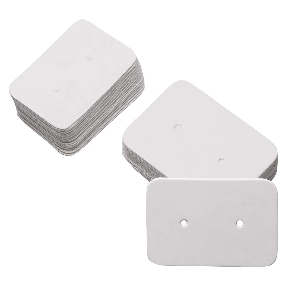 Madoc White Luntus 50Pcs Small Blank Kraft Paper Ear Studs Earring Display Cards Price Label Tag Jewelry Cards Holder, 3.5 X 2.5Cm (White)