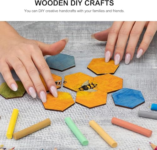 Hsthe Sea 100pcs 22mm Unfinished Wood Hexagon Shapes Wood Hexagon Slices Embellishments Ornament for DIY Arts Craft Project - Image 4