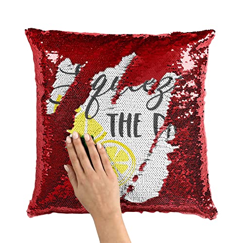 Coussin Sequin Paillettes Rouge réversible motif rigolo